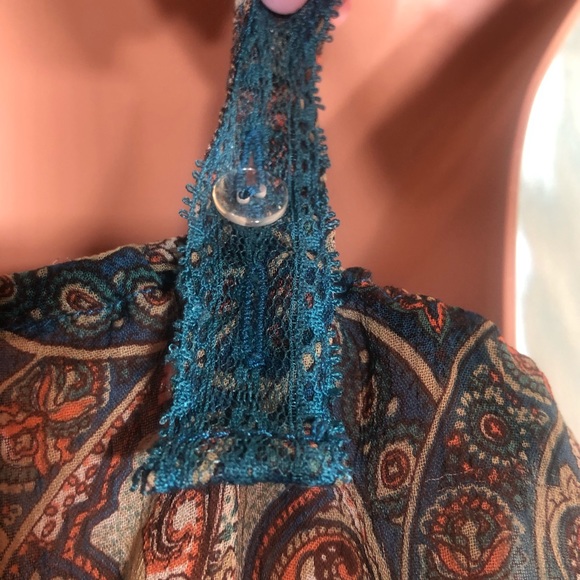 Semi sheer boho glam tank blouse, L - Picture 6 of 10